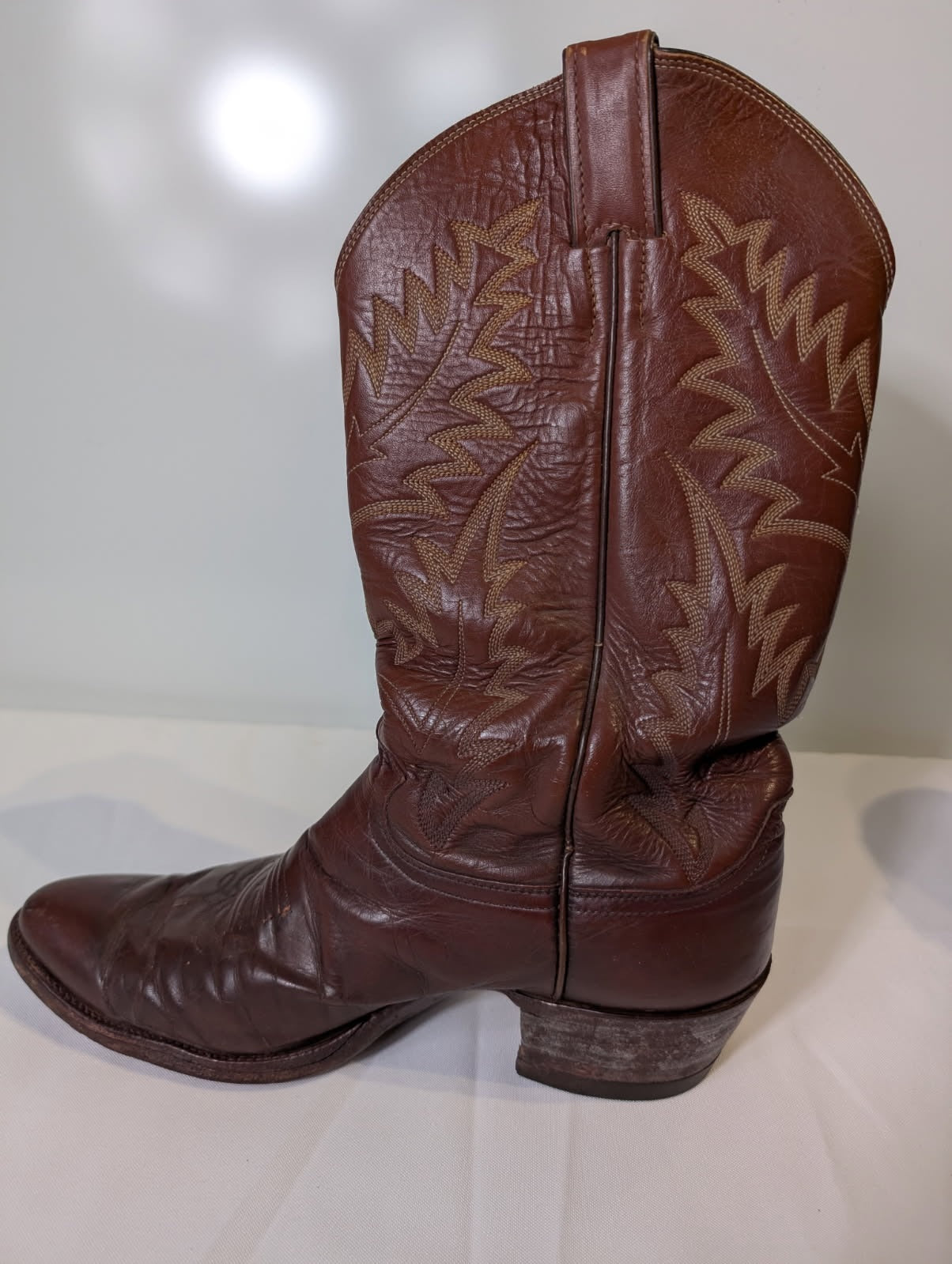 Justin Western Cowboy Boots Men's Brown Leather Classic Style - Image 3