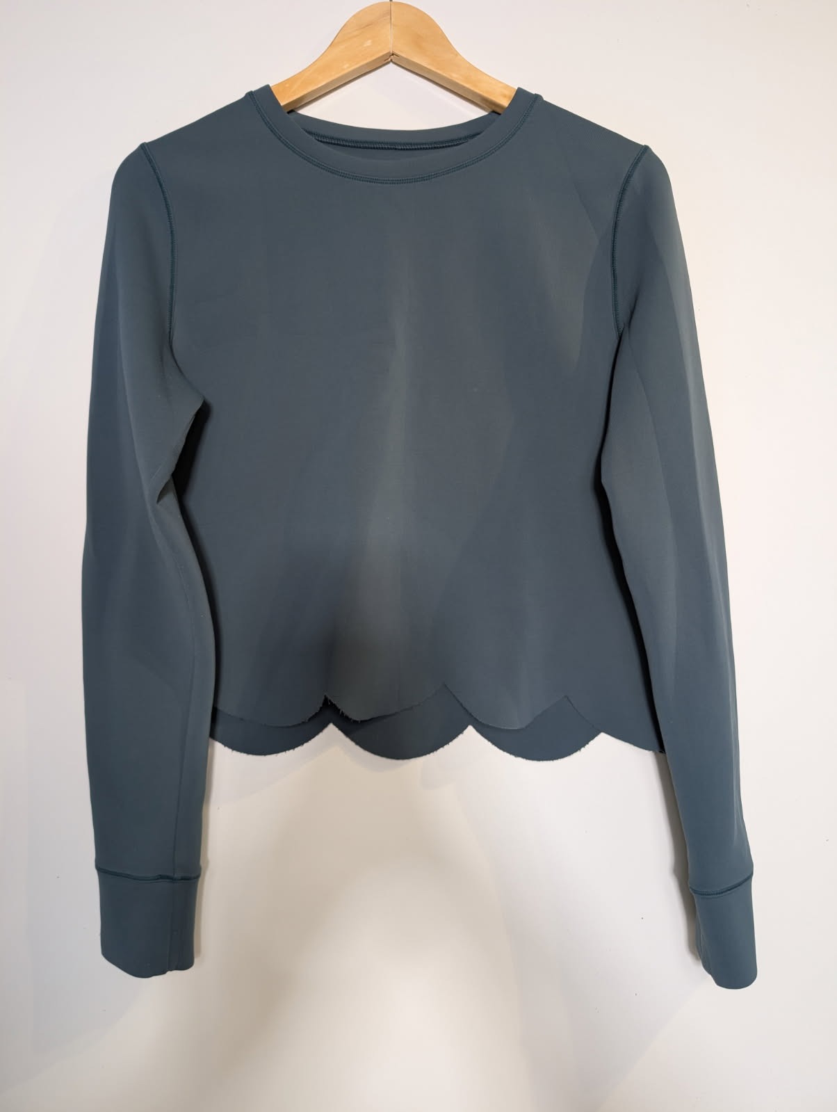 Nimble Activewear Scalloped Hem Long Sleeve Top Teal - Image 1