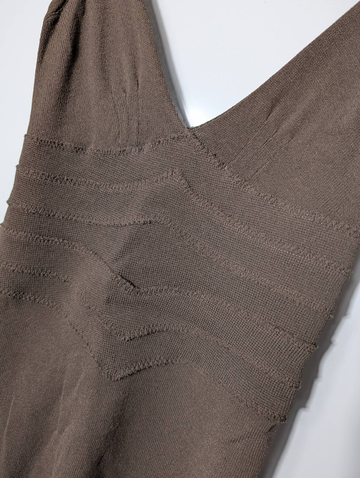 Scanlan & Theodore Brown V-Neck Bandage Knit Dress - Size SM - Image 3