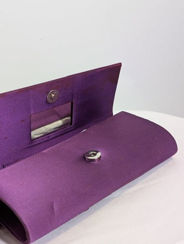 Alan Pinkus Vintage Satin Evening Clutch Purple Woven Detail - Image 3