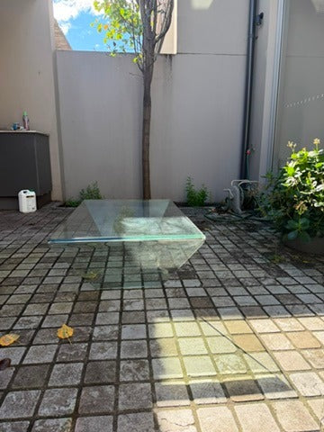 Modern Waterfall Glass Coffee Table Clear Minimalist Design - Image 3