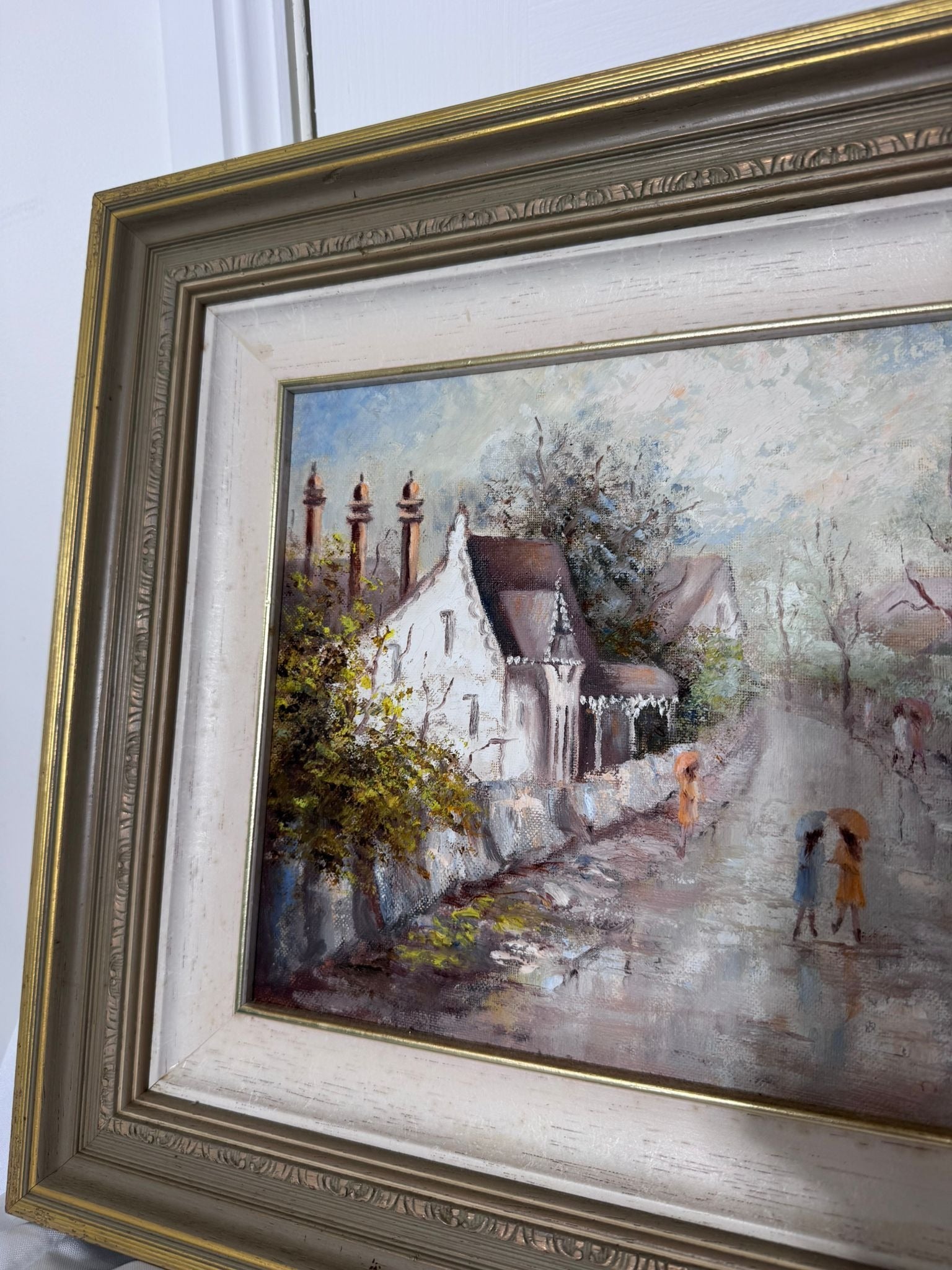 Clare Goodwin Autumn Showers Framed Oil Painting Cottage Street Scene Art - Image 5