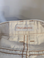 Elka Collective Denim Midi Skirt Off-White Front Slit - Image 3