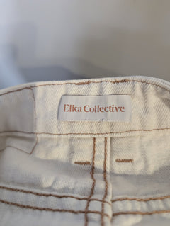 Elka Collective Denim Midi Skirt Off-White Front Slit - Image 3