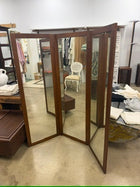 Vintage Mid-Century Modern Teak Tri-Fold Floor Mirror - Image 3