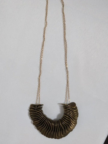 Dinosaur Designs Resin Disc Statement Necklace Bronze - Image 1