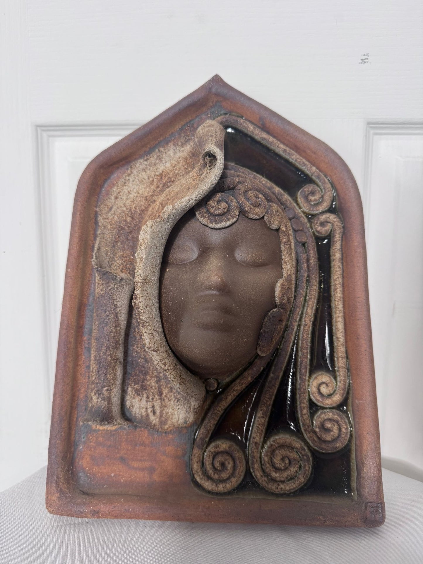 Zenkali Ceramics Wall Plaque Sculpture Mask Face Pottery Australian Studio - Image 3