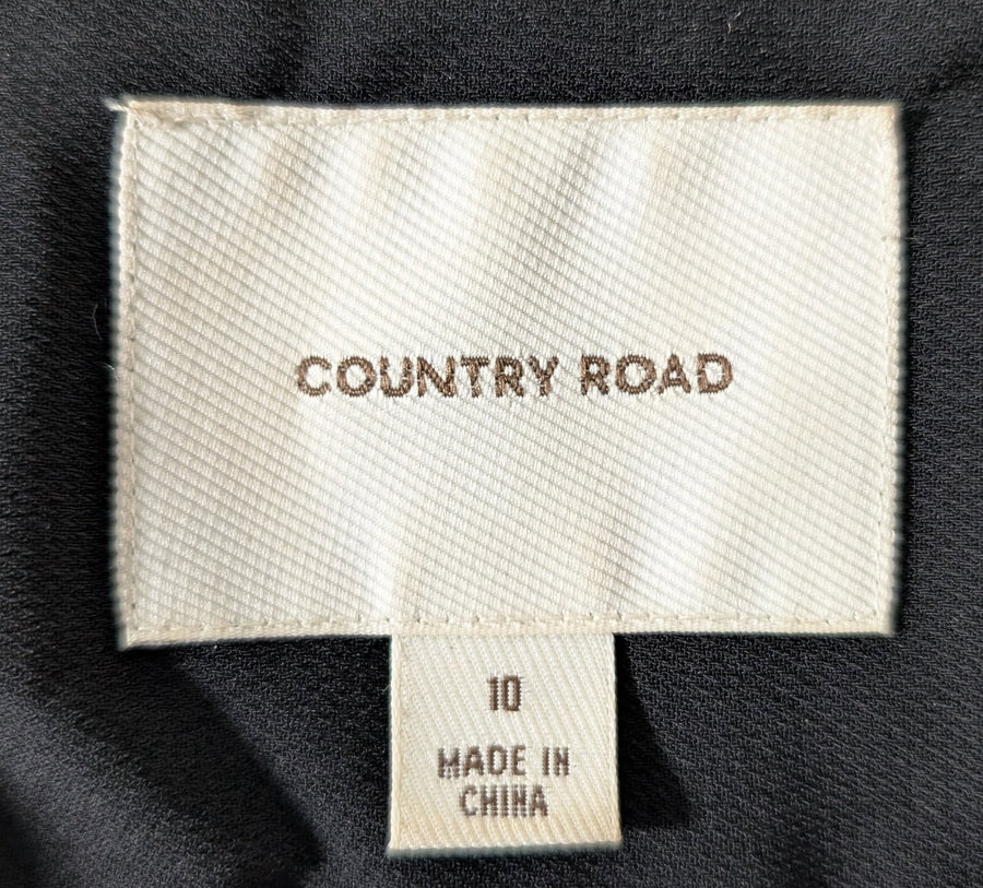 Country Road Black Lightweight Tie-Front Biker Jacket - Size 10 - Image 3
