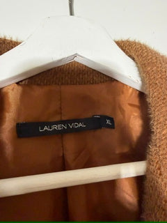 Lauren Vidal Billie Long Coat Camel Double-Breasted Teddy FR 44 - Image 4