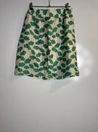 Metiseko Floral Silk A-Line Skirt Green and White Size S - Image 3