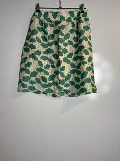 Metiseko Floral Silk A-Line Skirt Green and White Size S - Image 3
