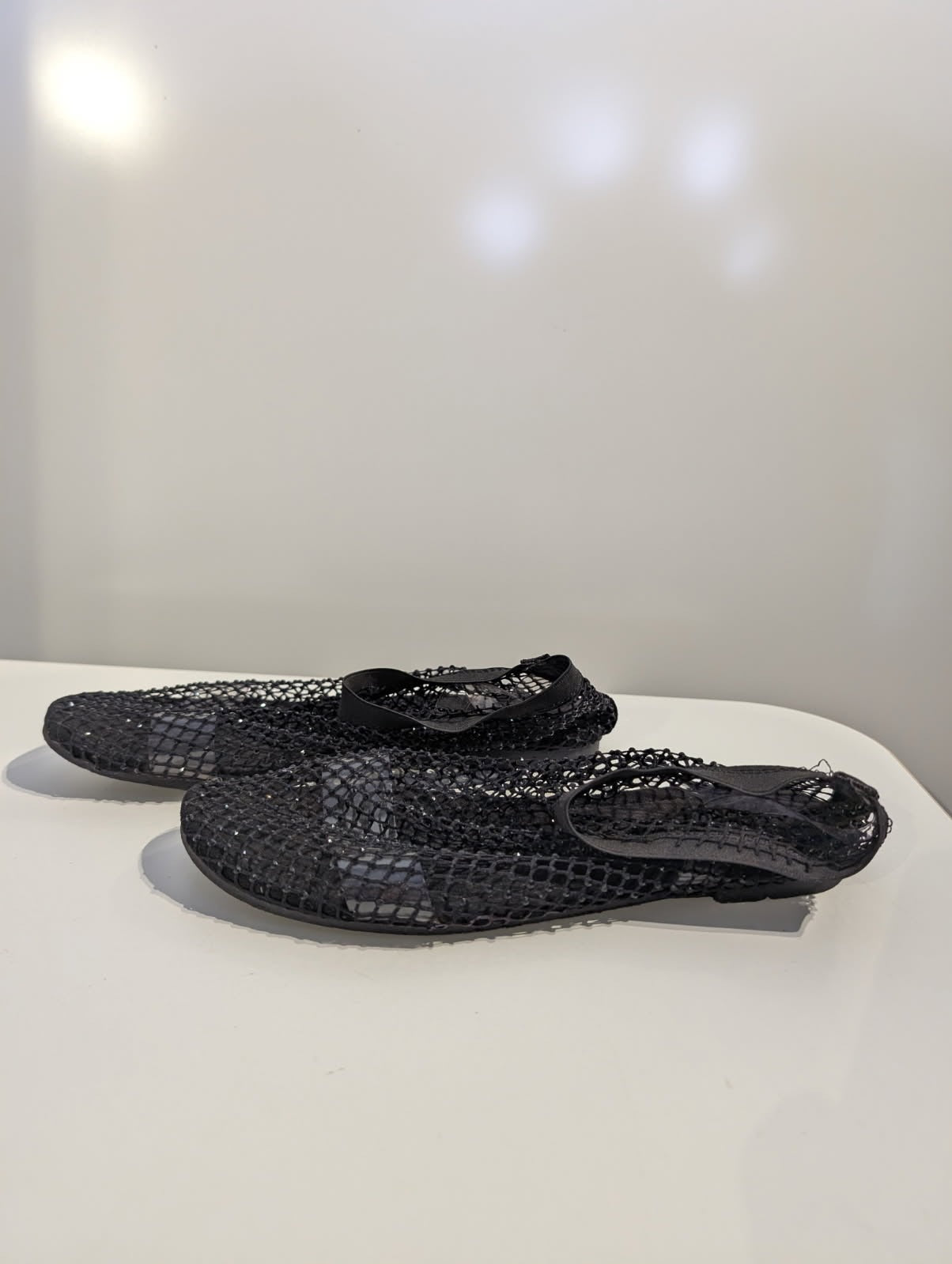 Black Mesh Fishnet Flat Sandals - Size EU 40 - Image 3