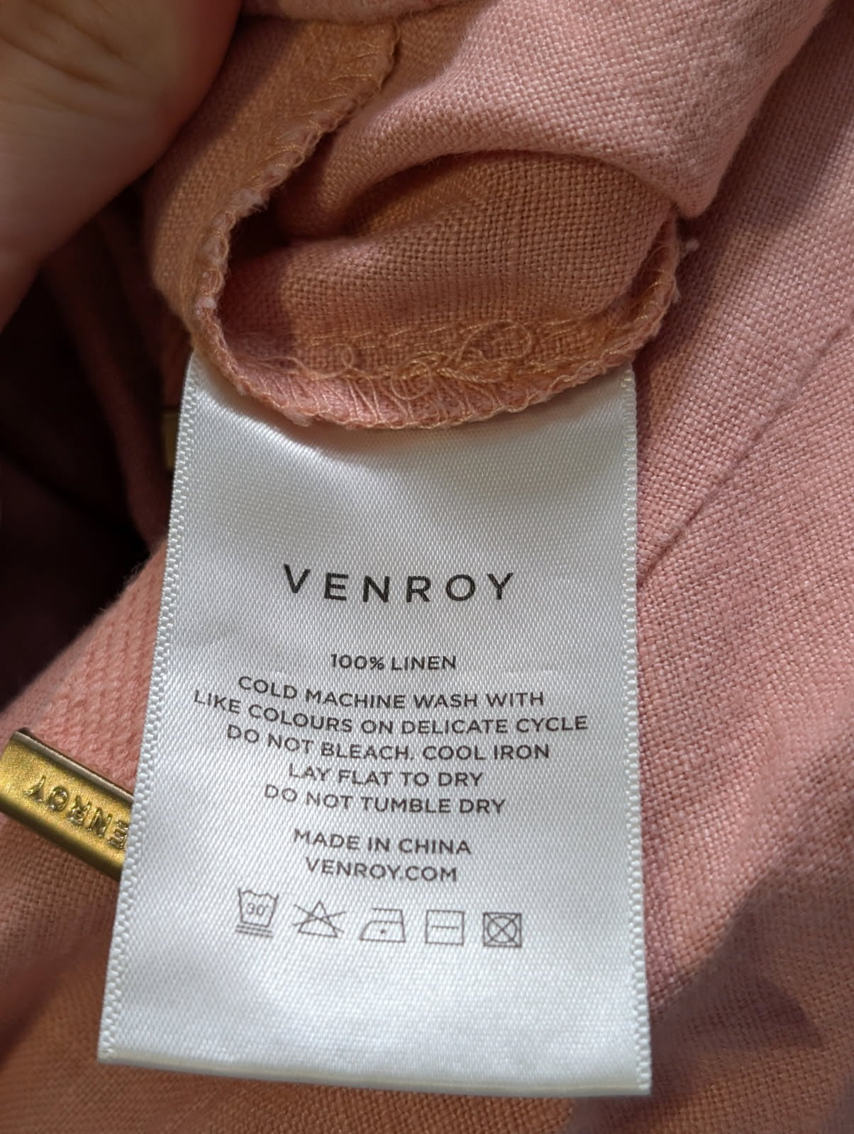 Venroy Linen Drawstring Trousers Pink Women's XS - Image 3