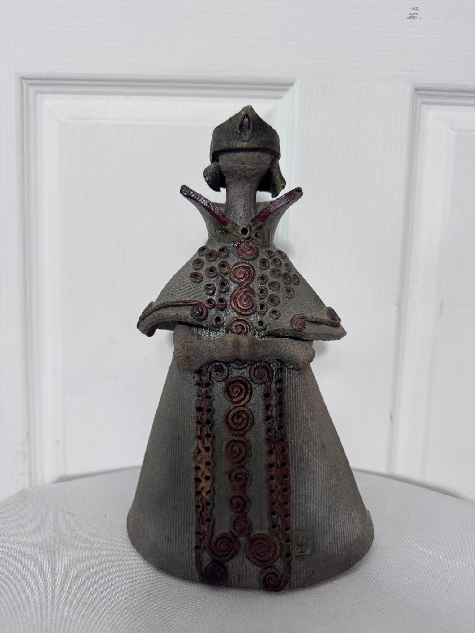 Studio Pottery Ceramic Figurine Sculpture With Spiral Detail - Image 3