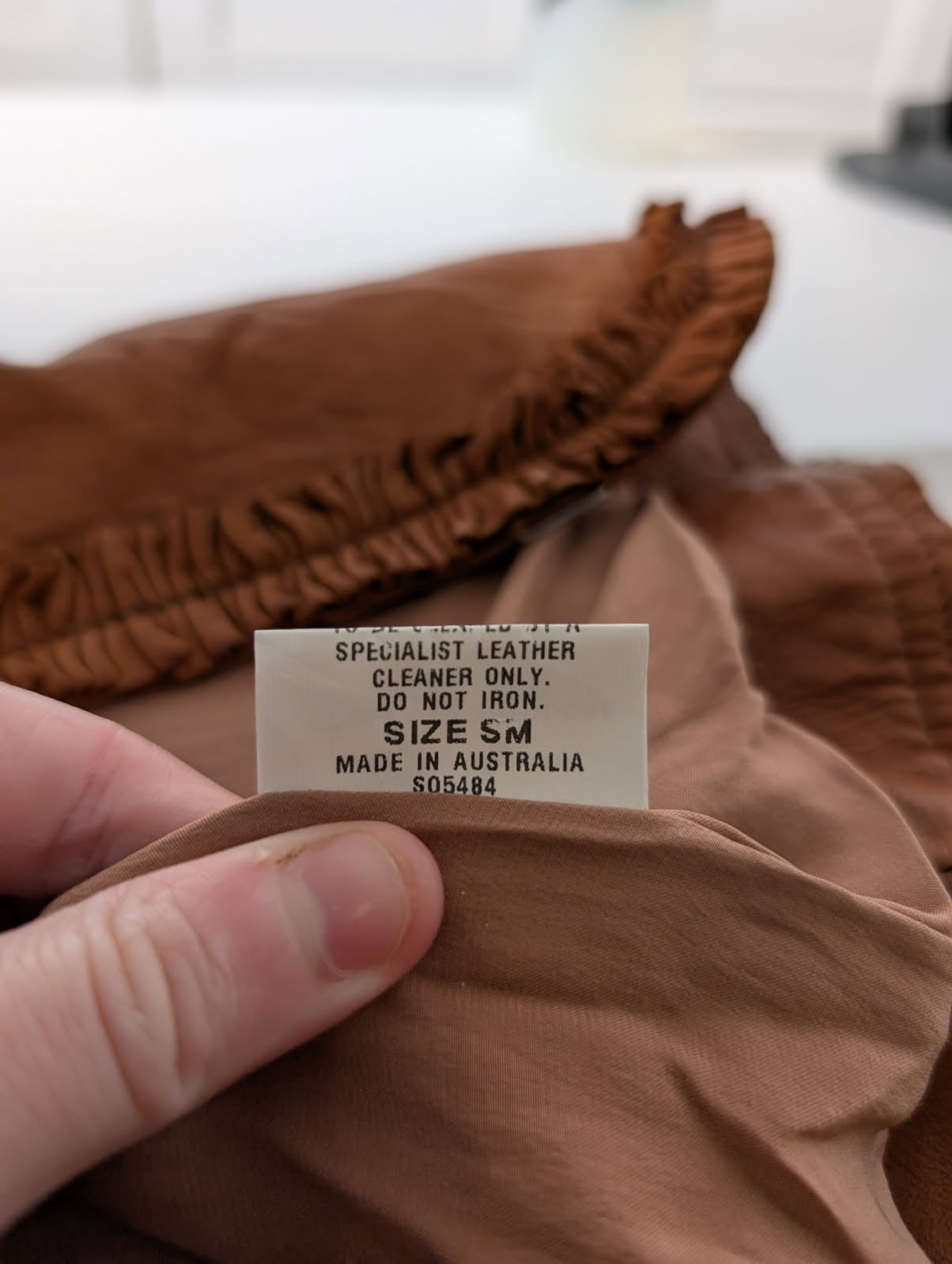 Scanlan & Theodore Leather Cropped Jacket - Ruffle Detail Brown Size SM - Image 4