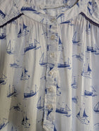 Marie Louise de Mar Sailboat Print Nightshirt White/Blue - Image 3