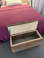 Vintage Woven Cane Bench Seat Ottoman Storage Trunk Natural - Image 3
