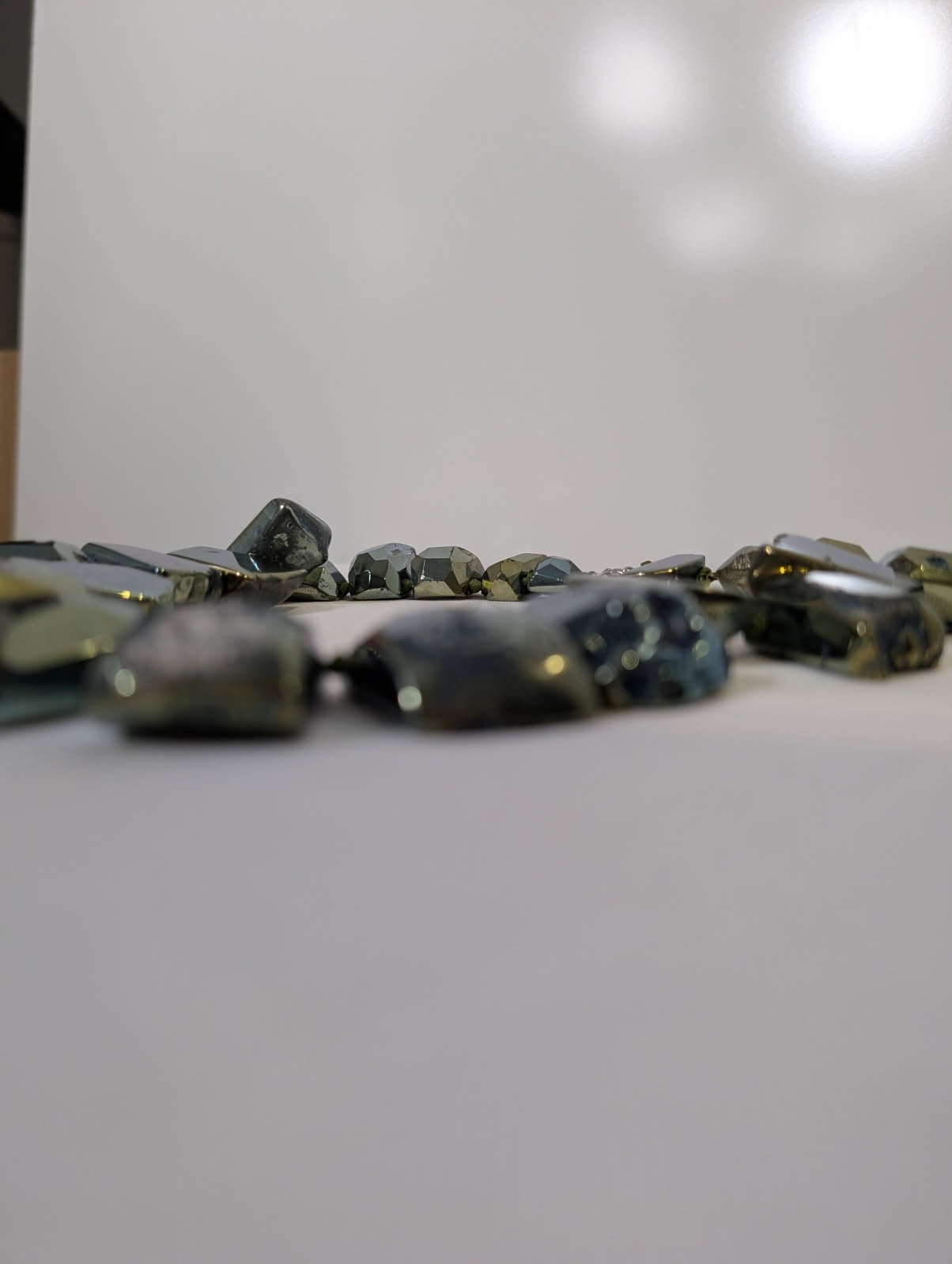 Chunky Metallic Hematite or Pyrite Nugget Statement Necklace - Image 3