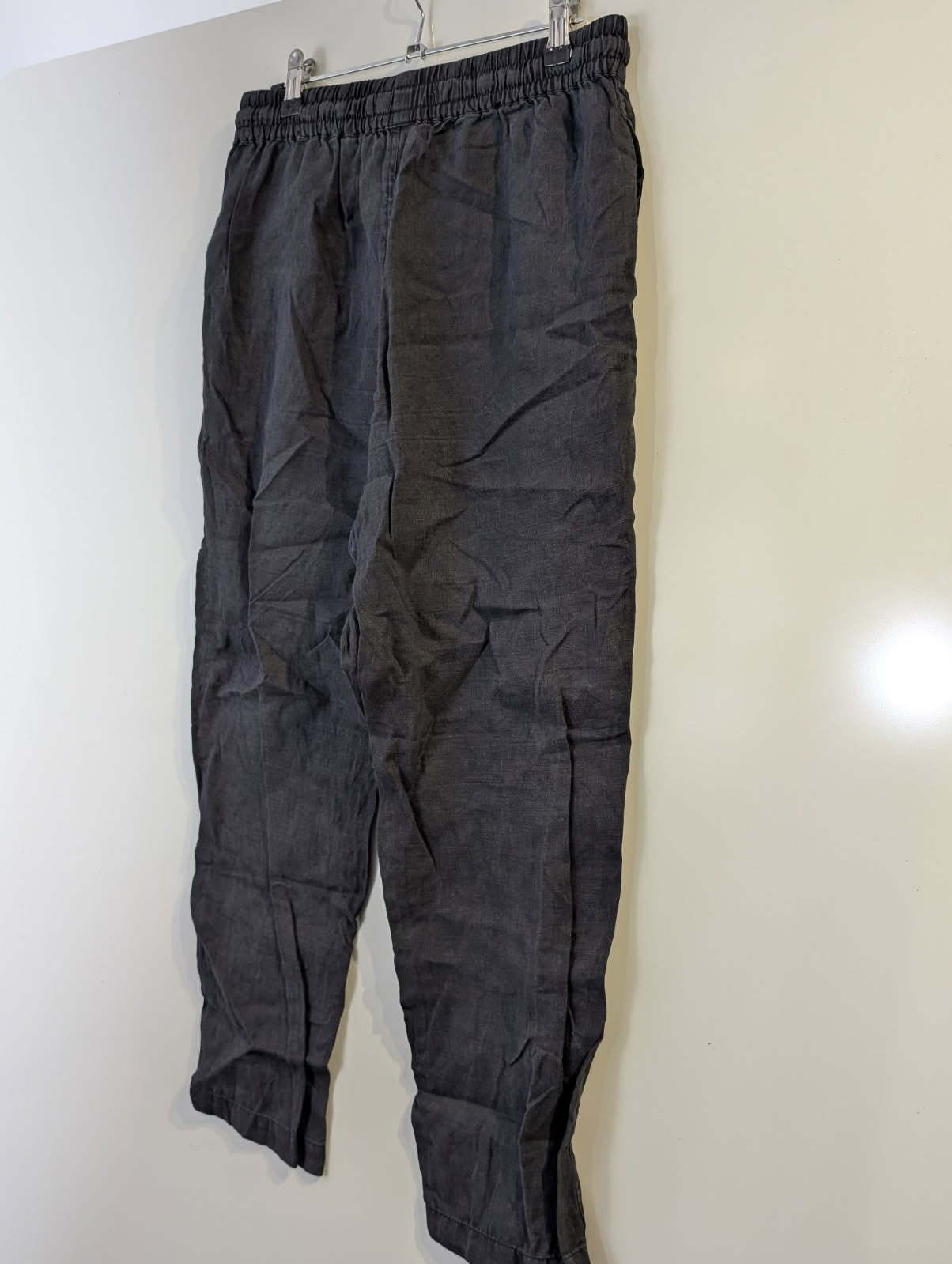 Assembly Label Linen Elastic Waist Pants - Charcoal Grey Size 8 - Image 3