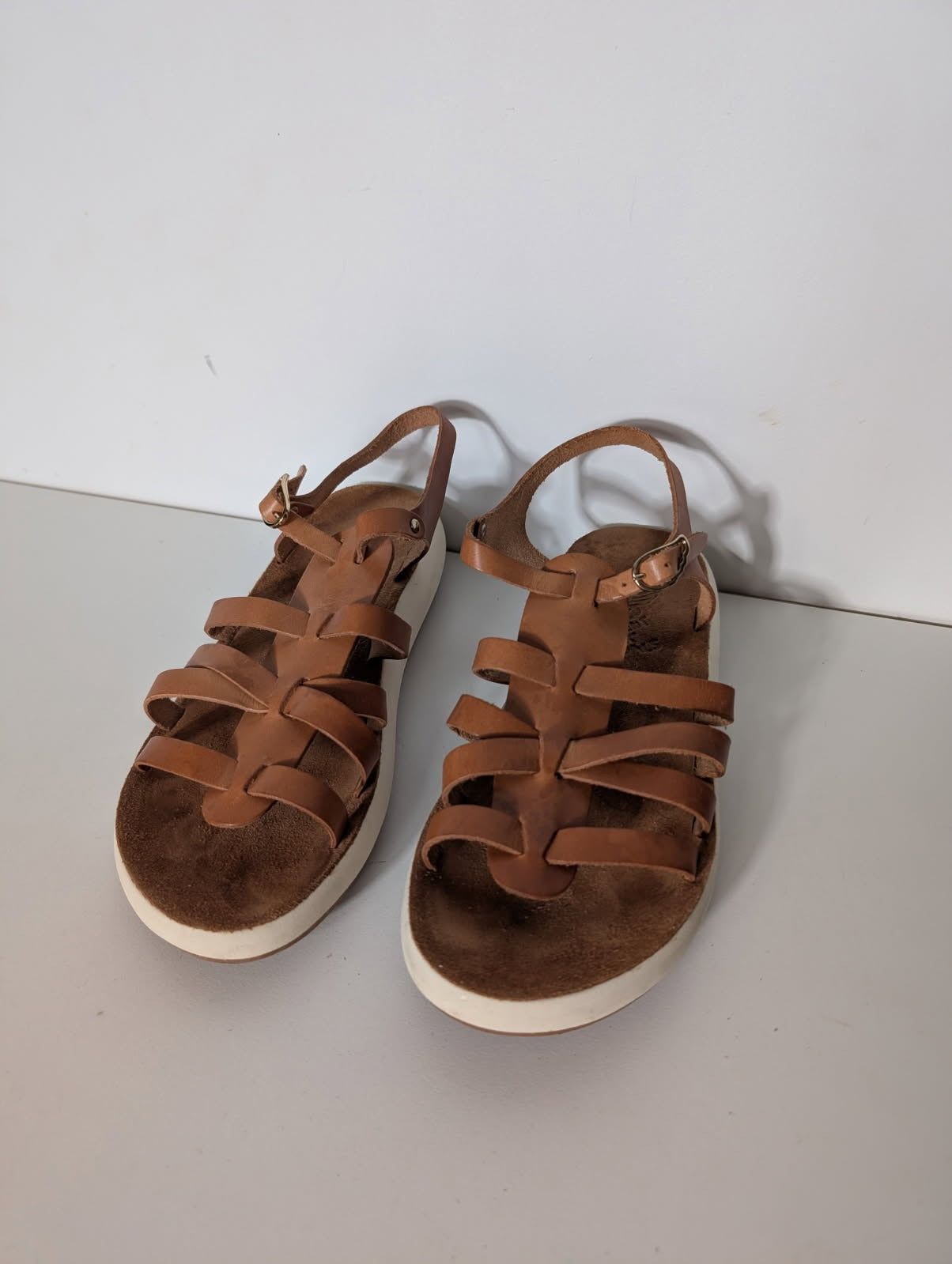 Ancient Greek Sandals - Tan Leather Gladiator Sandals EU 39 - Image 2