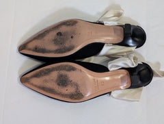 The Row Suede Ballet Flats with Satin Bow Black EU 36 - Image 3