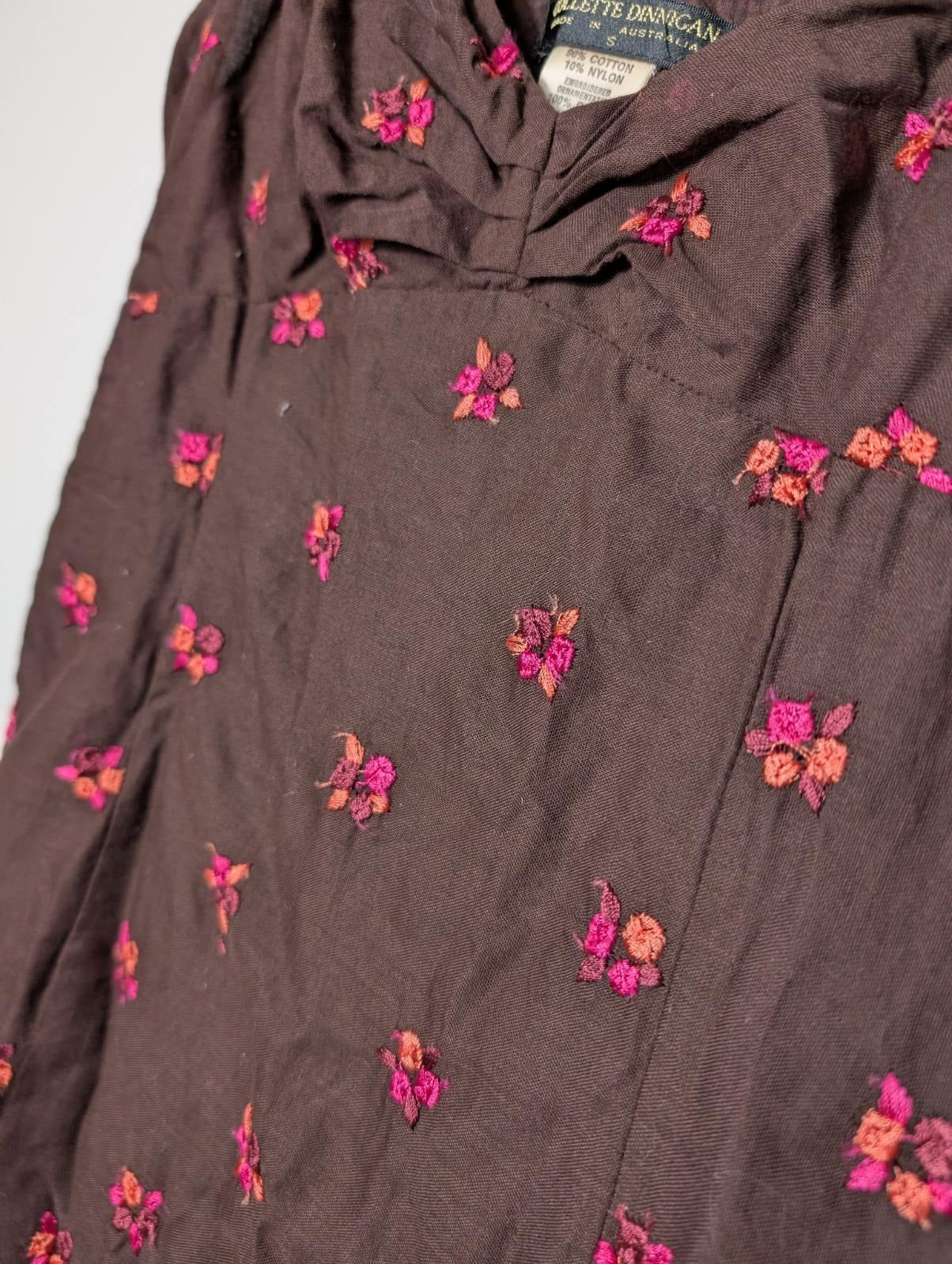 Collette Dinnigan Floral Embroidered Sleeveless Midi Dress - Brown Size S - Image 3