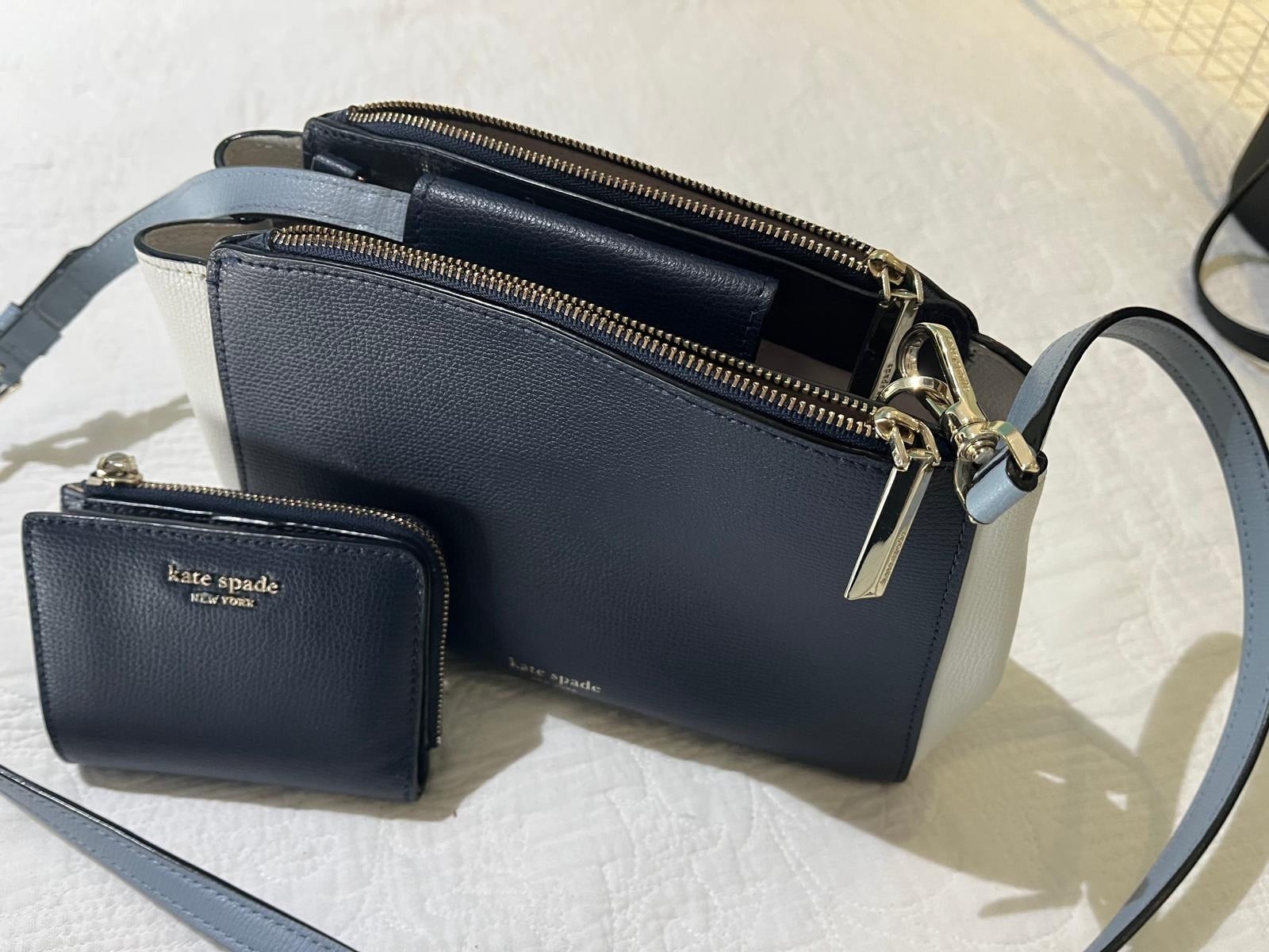 Kate Spade New York Cameron Convertible Crossbody Bag Navy White Light Blue - Image 4