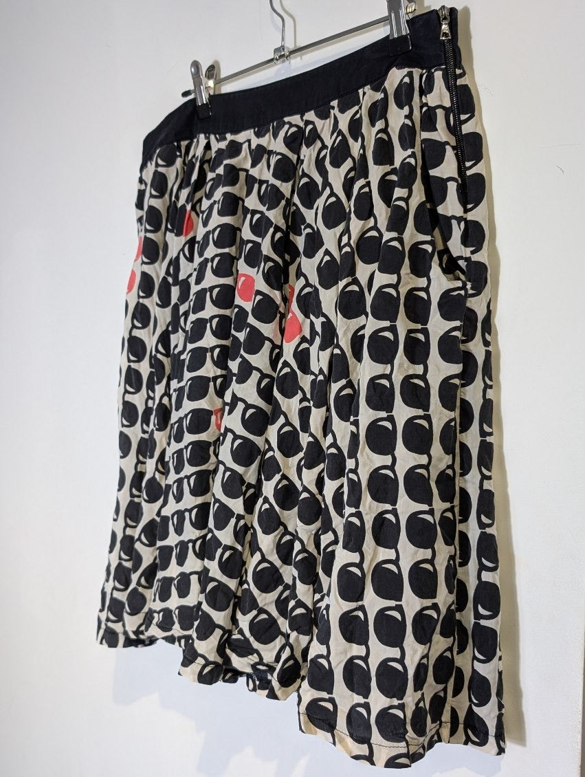 Ginger & Smart Skater Skirt - Sunglasses Print Cotton Silk Blend - Image 3