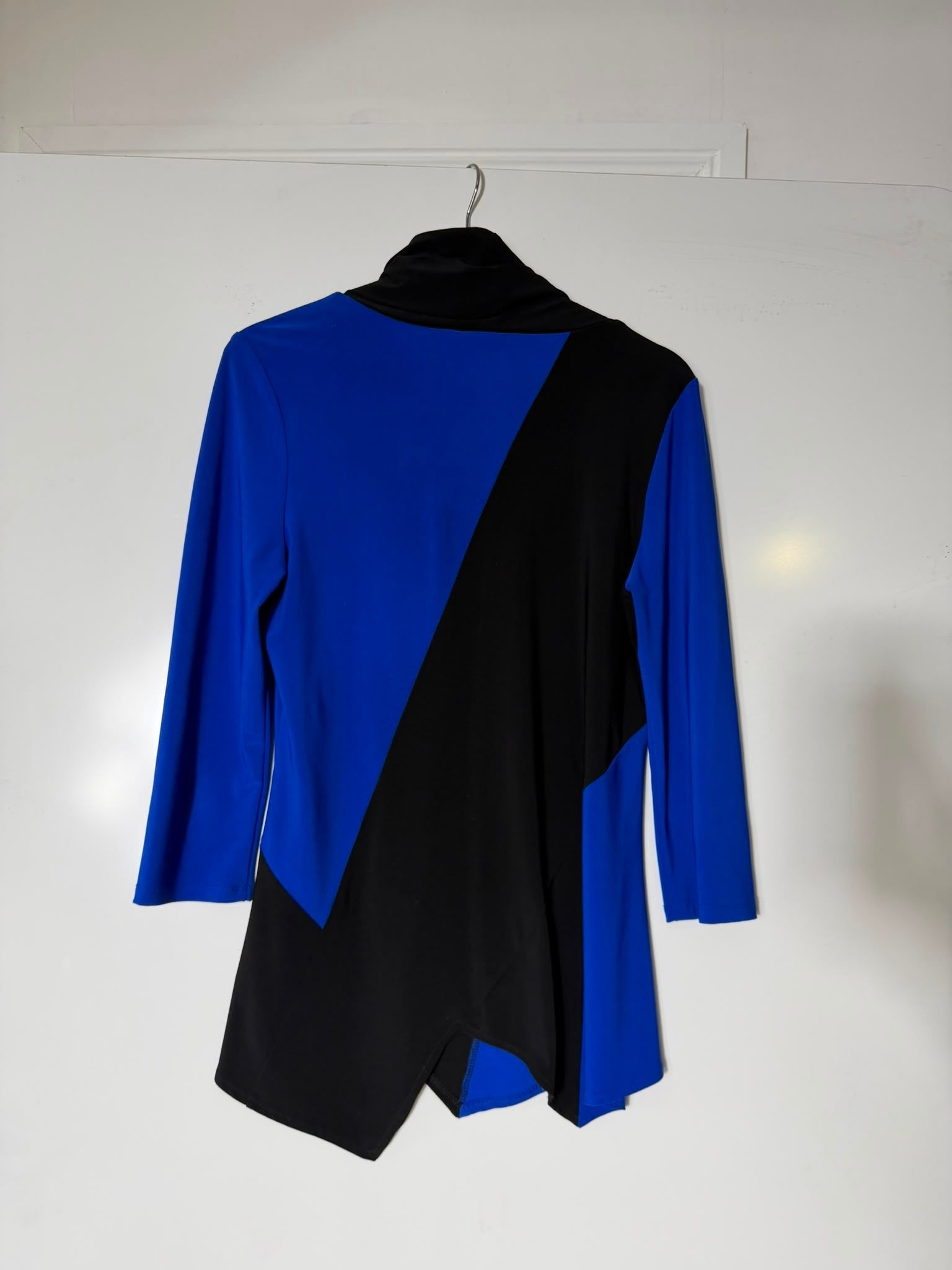 Joseph Ribkoff Color Block Cowl Neck Tunic Blue and Black US 10 - Image 4
