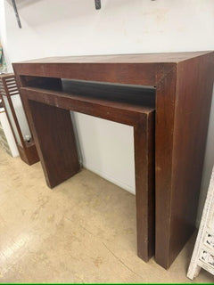 Solid Wood Nesting Console Tables Set of 2 Dark Brown - Image 3