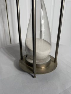 Large Decorative Hourglass - Brushed Metal Frame & White Sand 40cm - Image 3