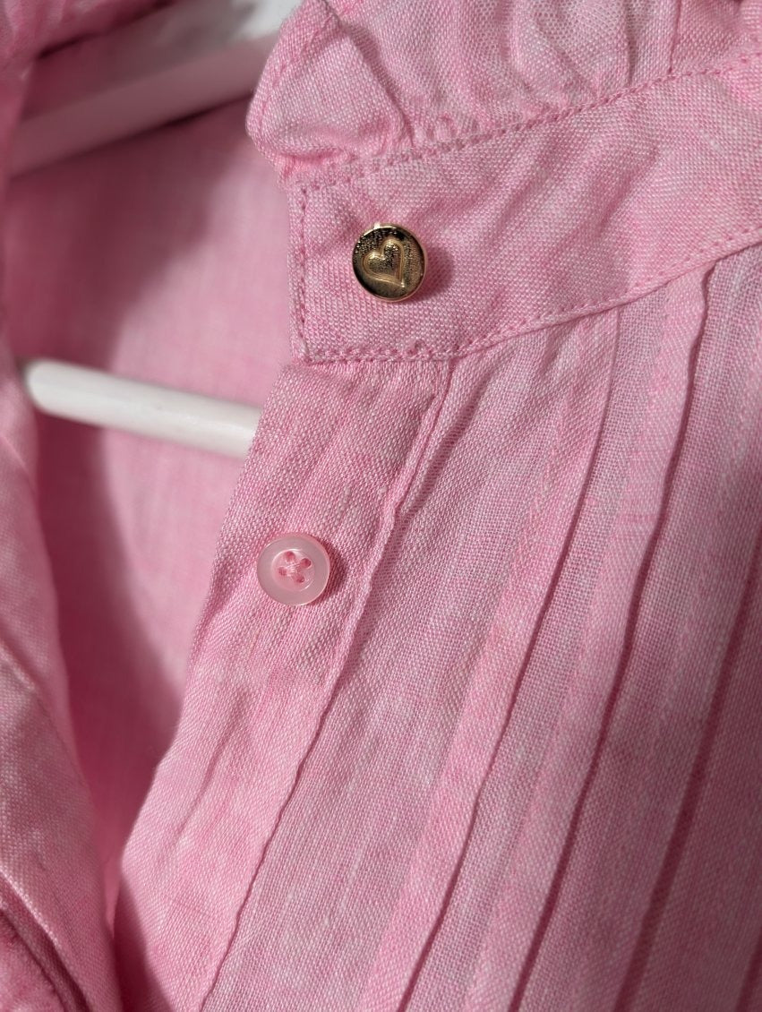 Alessandra Linen Ruffle Detail Blouse Pink Size S - Image 3