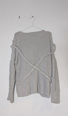 Viktoria + Woods Grey Cotton Knit Sweater - Braided Detail Size 2 - Image 3
