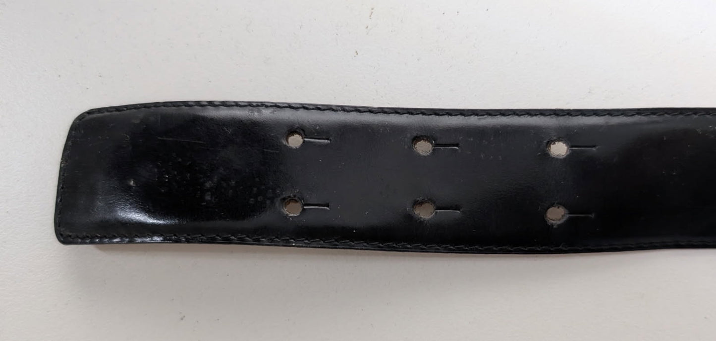 Vintage Moschino Gold Letter Logo Belt - Black Leather Made In Italy - Image 3