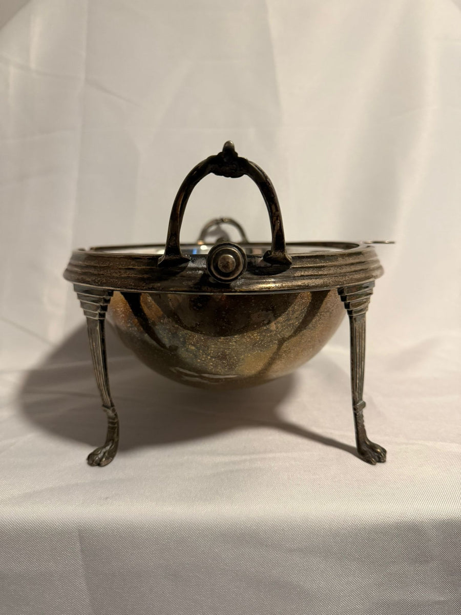Antique Silver Plated Revolving Breakfast Dish Dome Food Warmer - Image 3