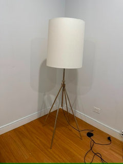 West Elm Mid-Century Modern Tripod Floor Lamp Brass & White - Image 3