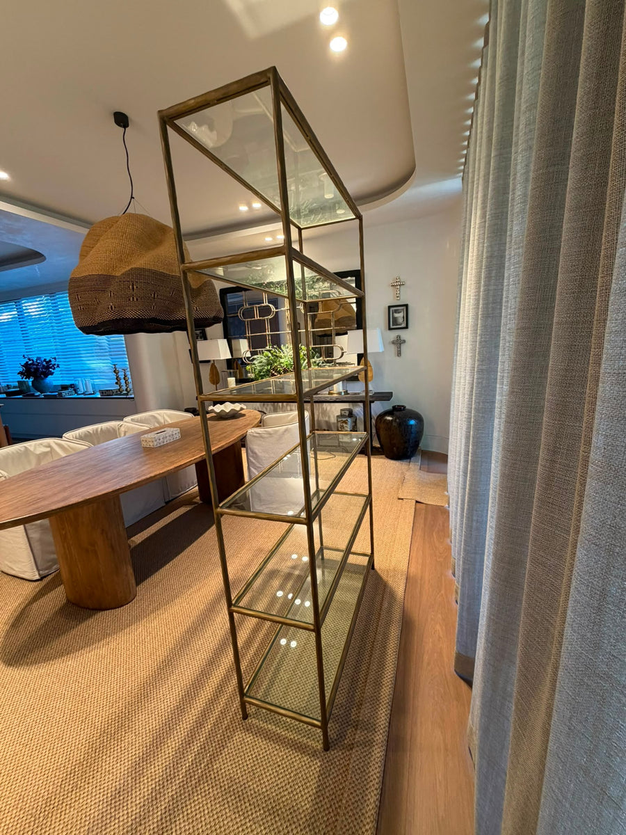 Restoration Hardware Gold Metal & Fluted Glass Etagere Bookshelf - Image 3