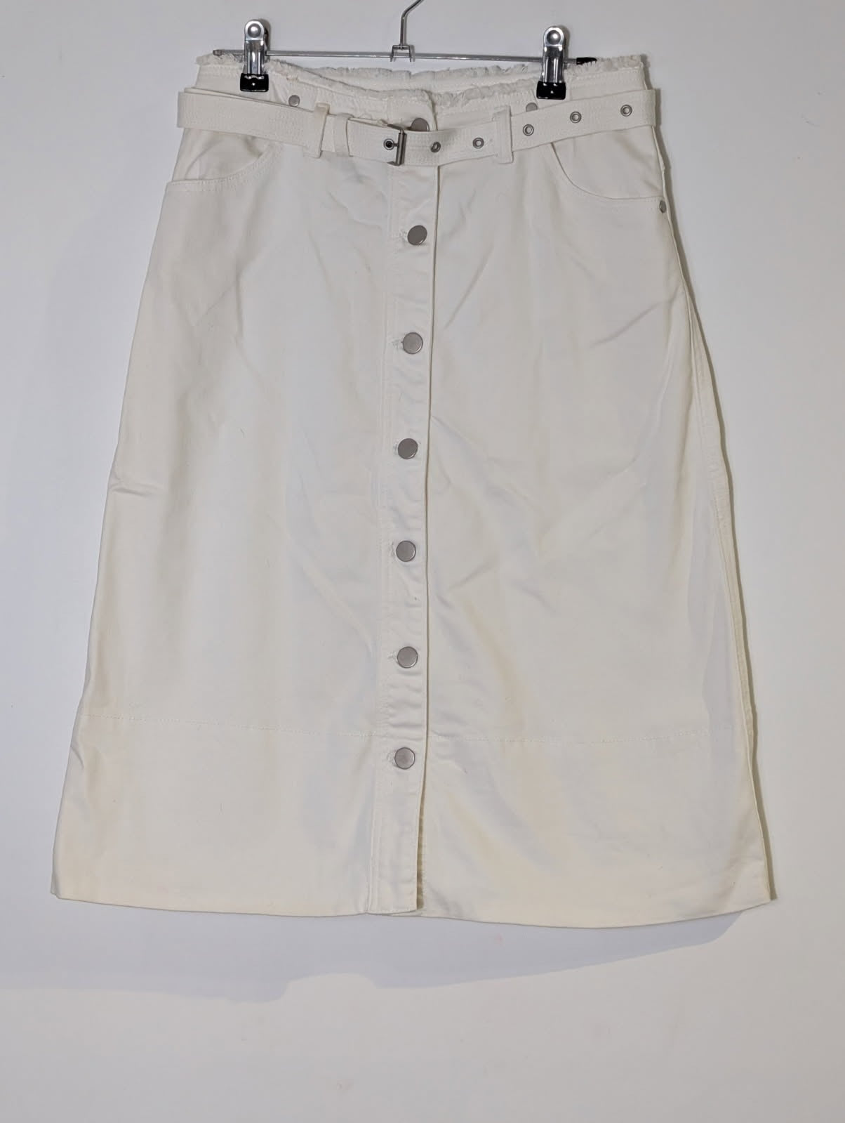 Seed Heritage White Denim Button-Front Midi Skirt - Size 8 - Image 1