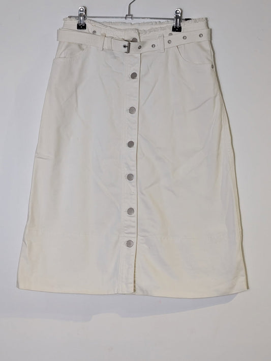 Seed Heritage White Denim Button-Front Midi Skirt - Size 8 - Image 1