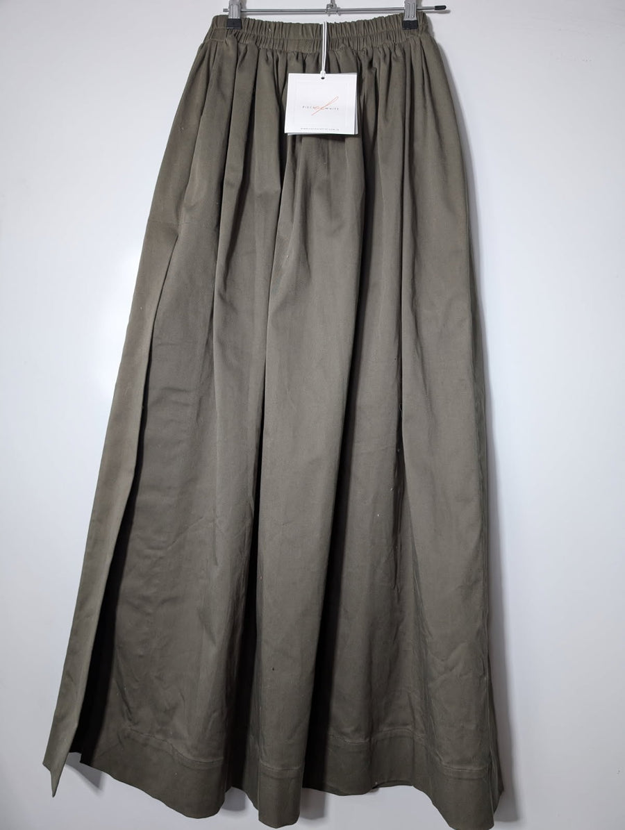 Piece of White Elastic Waist Maxi Skirt Olive Green One Size - Image 3