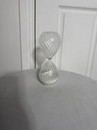 Hand Blown Glass Hourglass - Decorative Twisted Swirl with White Sand - Image 4
