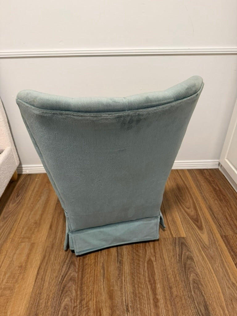 Art Deco Style Channel Tufted Velvet Slipper Chair Sage Green - Image 3