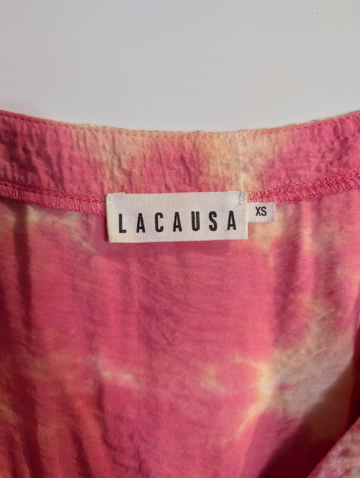LACAUSA Tie-Dye Spaghetti Strap Midi Dress Pink and Yellow Size XS - Image 3