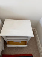 White Painted Wooden Nightstand Bedside Table with Drawer and Shelf - Image 3