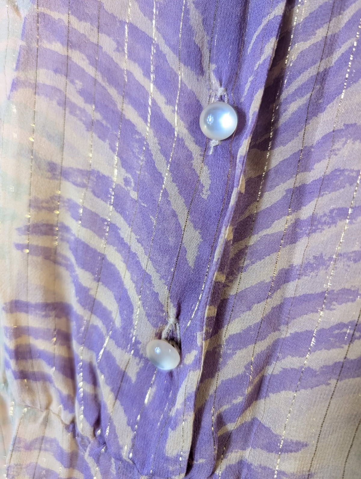 Jovovich-Hawk Silk Tunic Dress Purple Feather Print Size 4 - Image 2