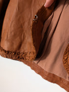 Scanlan & Theodore Leather Ruffle Bolero Jacket Tan - Image 3