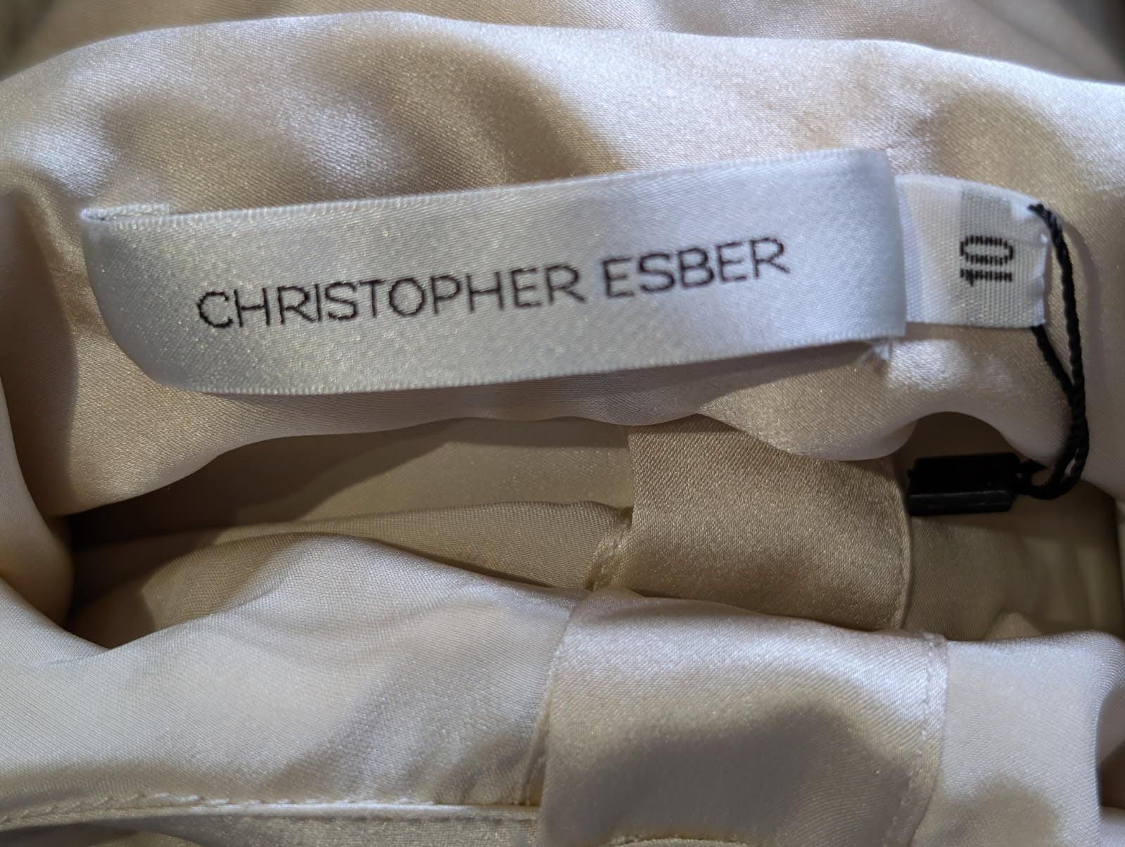 Christopher Esber Satin Tie-Front Blouse Champagne Size 10 - Image 2