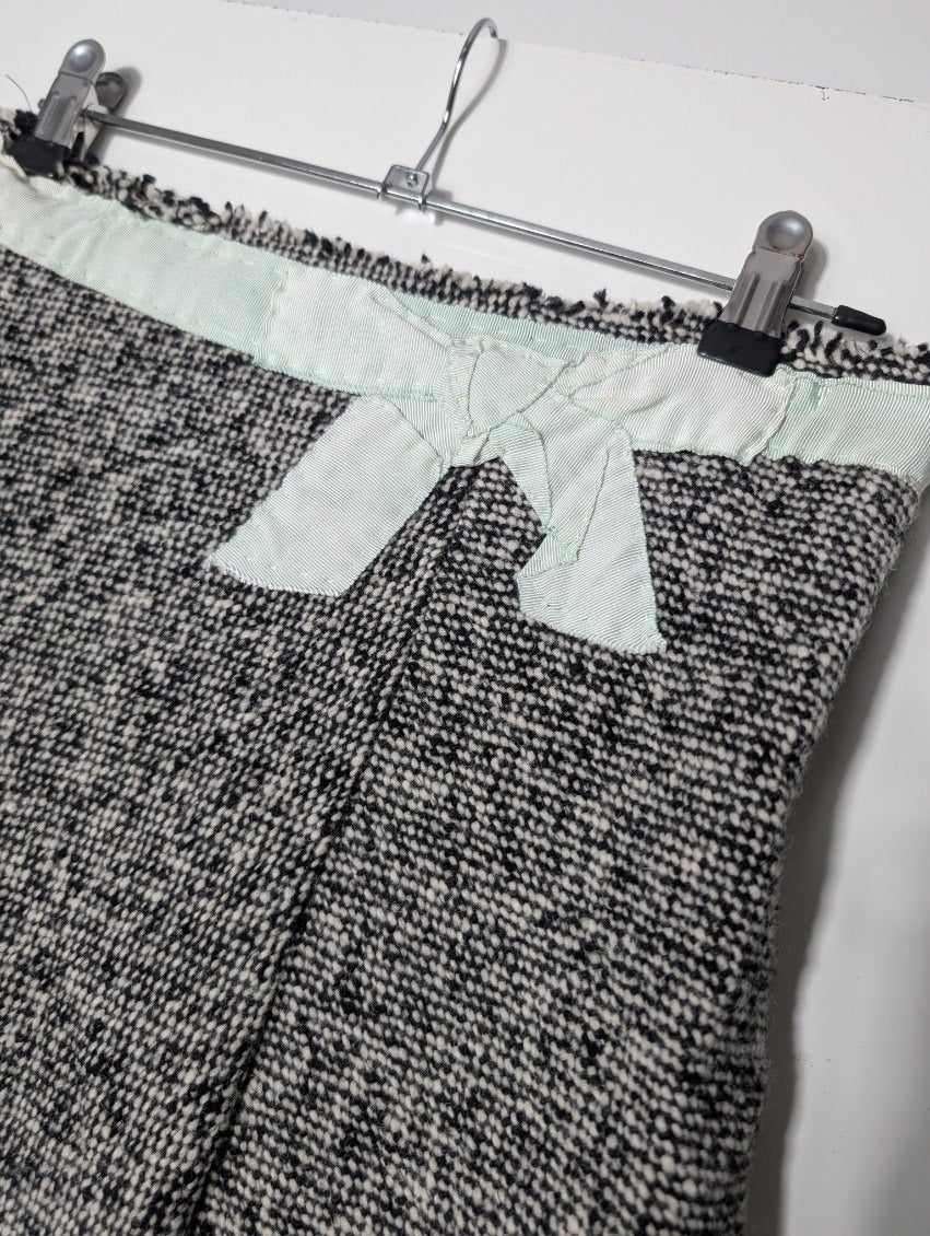 Lee Mathews Wool Tweed A-Line Skirt with Grosgrain Waistband - Image 4