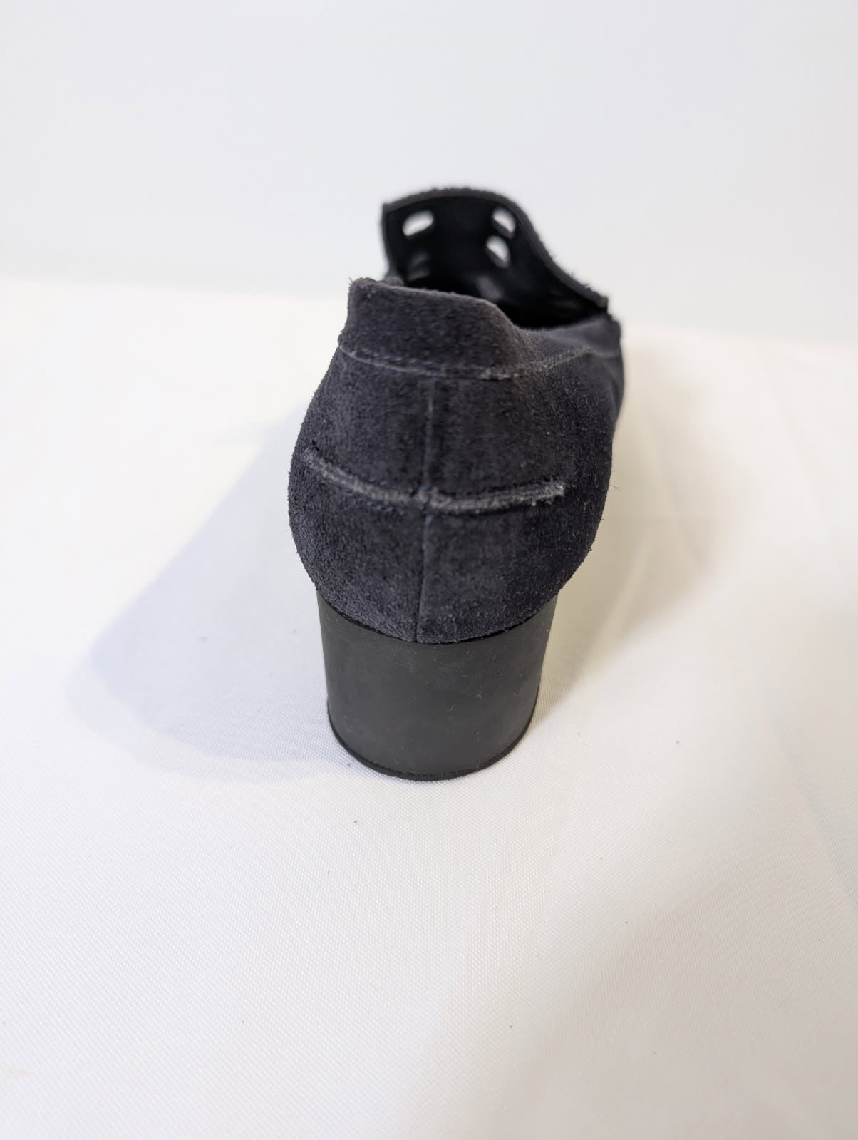 Robert Clergerie Suede Wedge Loafers Navy Perforated EU 38 - Image 4