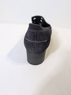 Robert Clergerie Suede Wedge Loafers Navy Perforated EU 38 - Image 4